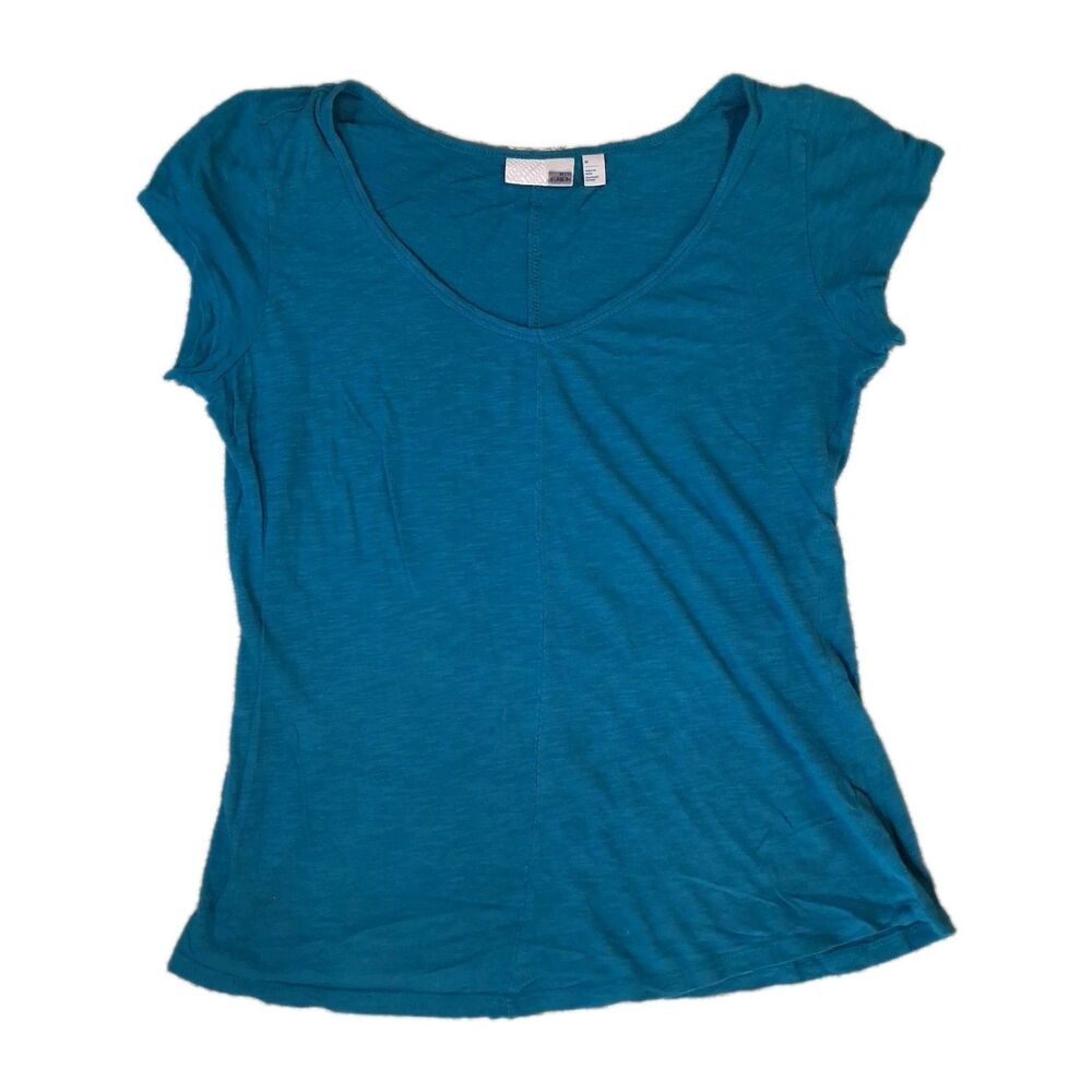 14th & Union Teal Short Sleeve V-Neck Cotton Blend Tee Shirt Medium Women's